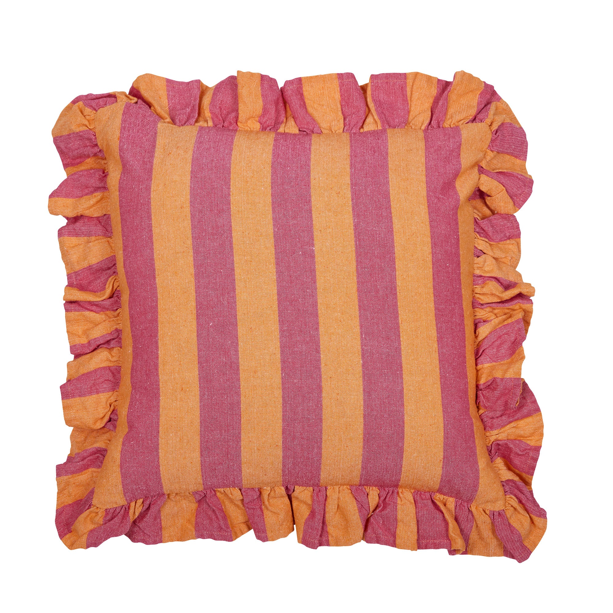 Amalia randigt kuddfodral 45x45 cm i orange och rosa rand