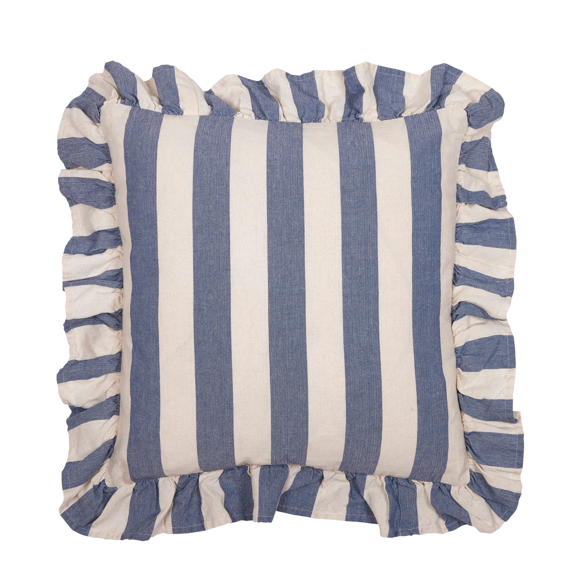 Amalia randigt kuddfodral 45x45 cm i marinblå rand